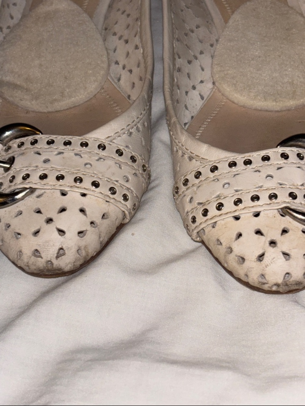 Christian Dior Women’s Cream Perforated Buckle Flats - Picture 11 of 11